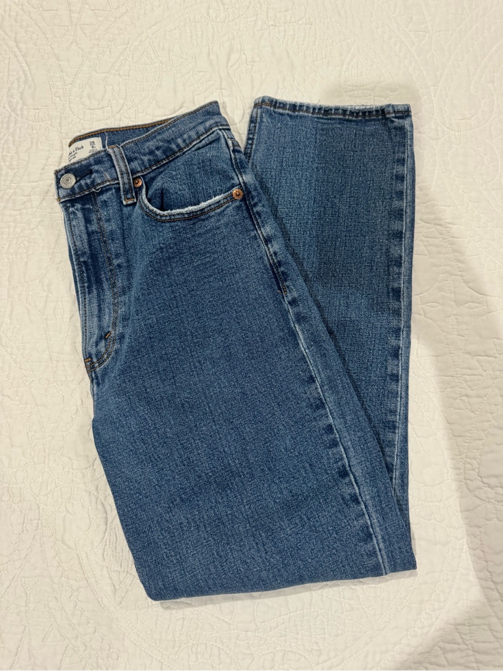Abercrombie & Fitch Straight-Leg Denim Jeans in Medium Blue